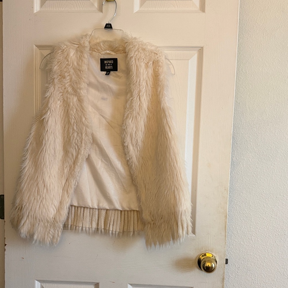 Inspired Hearts Cream Faux Fur Vest